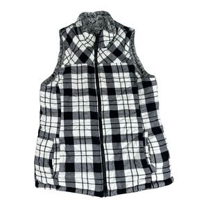 Maurices Womens Black White Black Reversible Fullzip Vest Size SMALL